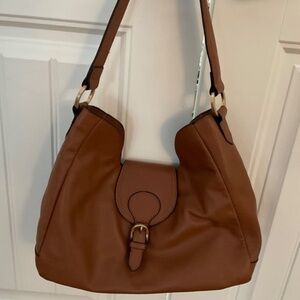 J. Jill Brown Pebbled Leather Shoulder Bag Crossbody Bag